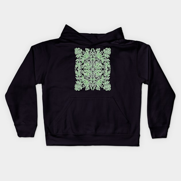 A symmetrical curvy lined design in green coloring Kids Hoodie by DaveDanchuk